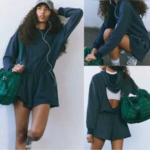 FP Movement Free People Such A Flirt Romper in Midnight Navy size Medium NWOT